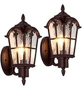 Sucolite Outdoor Wall Light Fixtures Wall Mounted, Brown Exterior Waterproof Porch Lights Wall La...