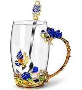 OEAGO Gifts for Mom Women Mothers Day Glass Coffee Enamels Mug Best Birthday Butterfly Rose Gifts...