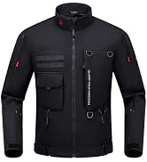 RIDEIRON Motorcycle Jacket with CE Armor, Motorbike Riding Protective Slim-Fit Jacket with Remova...