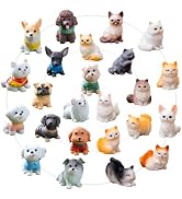 ZHUOAOO 12 Pcs Realistic Dog Figurines and 12 Pcs Cat Figurines, Mini Resin Cats and Resin Dogs, ...