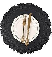 Noctiflorous Round Faux Leather 15 Inch Placemats Set of 6 Waterproof Wipeable Heat Resistant Tab...