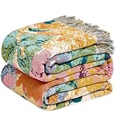 Wzvzss Boho Throw Blanket - 100% Cotton Throw Blankets for Bed Couch, 50"x60" Soft Muslin Lightwe...