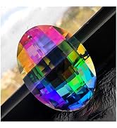 Colorful Oval Drop Hanging Crystals Chandelier Prisms Feng Shui Ornament Window Suncatchers 76mm