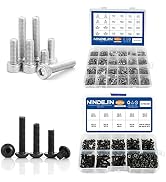 NINDEJIN M2 M3 M4 M5 Hex Socket Cap Screw Machine Screws Assortment Kit (580pcs Stainless Steel) ...