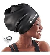 Keary Extra Large Swim Cap for Braids and Dreadlocks Extensions Weaves Long Hair, Waterproof Sili...