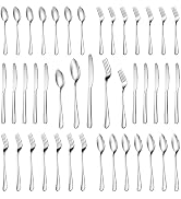 MUTNITT 30 Pcs Silverware Set Service for 6,Premium Stainless Steel Flatware Set,Mirror Polished ...