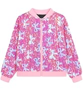 OlyPegic Girls Sequin Jacket Sparkly Glitter Jacket Bomber Kids Outwear with Pockets Zipper Coat ...