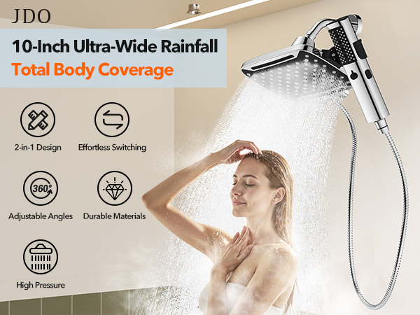 Dual Showerhead with 10 Inch Rainfall Spray