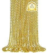SHAOQINLIN 30 PCS Gold Bead Necklace, Gold Mardi Gras Christmas Beads Necklaces 33" Metallic Bead...