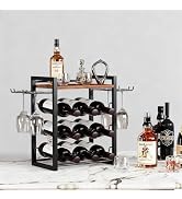 B4Life Wine Rack Countertop, Wine Glass Holder and Bottle Holder with Tray, Countertop Liquor Sto...