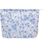 PAZIMIIK Makeup Bag Large Cotton Zipper Pouch for Purse Travel Canvas Make Up Organizer for Women...