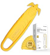 T TOVIA 100 Pack Box Cutter Safety Knife - Safety Utility Cutter and Package Opener with Recessed...