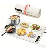Food Warming Mat, Silicone Heating Tray with 7 Temperature Settings, Quick Full Surface Heating P...