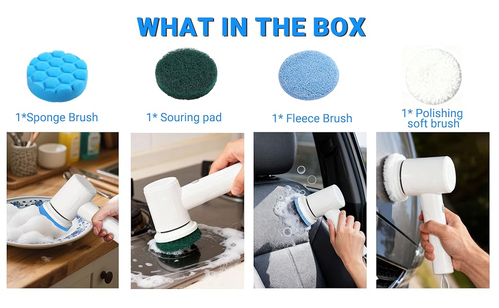 4 in 1 brush heads for car or household