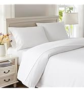 Weenmee Cooling Sheet Set- White Queen 4 Piece& Deep Pocket& Easy Care