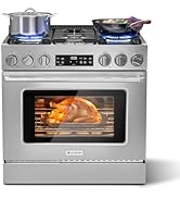 AAOBOSI 36 Inch Gas Range Oven, 6 Cu.Ft Front 6 Sealed Cooktop Burners,Smrt Control Air Fryer Con...
