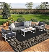 GENIMO Outdoor Rug Waterproof for Patio Decor, 10'x20' Foldable Reversible Plastic Straw Carpet, ...