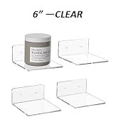 Hexsonhoma Sezanrpt 6 Inches Clear Small Wall Shelves, Acrylic Floating Shelf for Small Space, Ac...