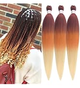 Ombre Braiding Hair Pre stretched Copper Ginger Orange Blonde Prestretched Hypoallergenic Braidin...