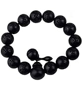 vv8oo Wooden Beads Bracelet Lightning Struck Jujube Wood Black Bead Engraved with Sanskrit Words ...