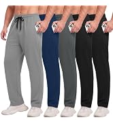 5 Pack Men's Sweatpants with Pockets - Mesh Open Bottom Athletic Pants | Men Joggers for Workout ...