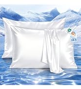 Elegear Cooling Pillow Cases Set of 2 for Hot Sleepers, Silky Satin Pillowcase for Hair & Skin, U...