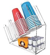 WINFFOR 3-Compartment Disposable Cup Holder - Cup and Lid Holder with Straw Organizer Clear Acryl...
