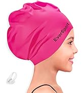 EverSport Youth Large Swim Cap for Girls Kids 8+, Long Hair Silicone Swimming Cap for Braids Keep...