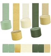 BEISHIDA 8 Rolls Crepe Paper Streamers 656ft Pack of Sage Green Khaki and Gold Streamers Party De...