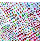 3165Pcs Self-Adhesive Gem Stickers for Crafts - Glirops Assorted Shapes Rhinestone Jewel Stickers...