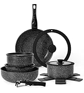 SODAY 15Pcs Pots and Pans Set Non Stick, Cookware Sets with Detachable Handle, Nonstick RV Kitche...