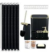 Black Bathroom Accessories Set Complete with Shower Curtain Trash Can-23PCS | Bathroom Set Comple...