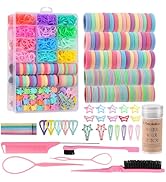 Hair Accessories for Girls, 1350P Colorful Hair Ties Set with 72P Hair Clips, Bobby Pins for Todd...