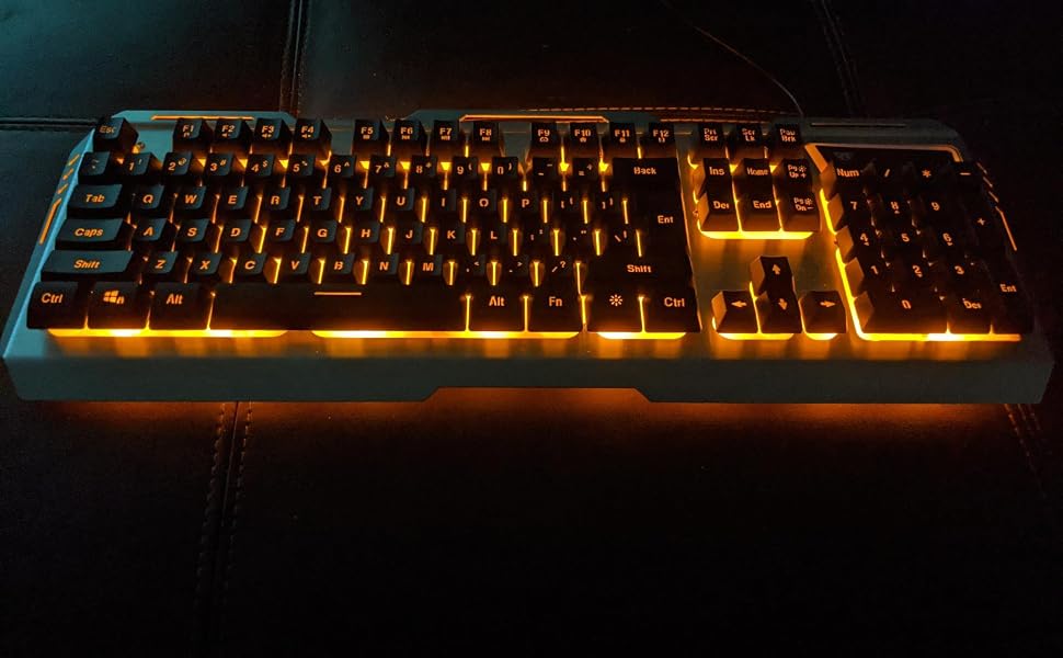Keyboard Mouse Orange Yellow Backlit