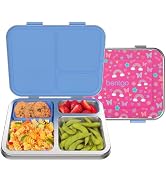 Bentgo Kids Stainless Steel Prints Leak-Resistant Lunch Box - 3-Compartments with Silicone Contai...