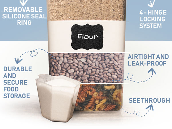 Food storage containers with lids for pantry, large airtight food storage containers, rice