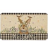 Kuyuayee Easter Welcome Doormat 30x17 Inch Bunny Door Mat Indoor Outdoor Entrance Floor Mats Non-...
