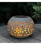 Solar Table Lantern Outdoor Waterproof- Dancing Flickering Flame Solar Powered LED Light,White Me...