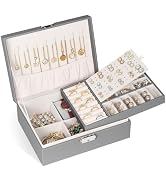 Jewelry Box for Women Girls,2 Layers Jewelry Organizer Container with Lock,PU Leather Storage Cas...