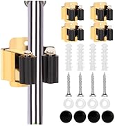 blueden 4pcs Anti-Slip Broom and Mop Holder,Wall Mounted Utility Rack with Screws,Stainless Steel...