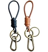 Yzikema 2 Pack Retro Cowhide Rope Keychain,Handmade Woven Leather Key Chain Key Ring Holder,Vinta...