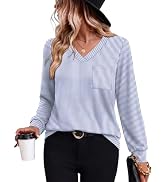 WIHOLL Long Sleeve Shirts for Women V Neck Blouses Dressy Casual Fall Clothes 2026 S-2XL