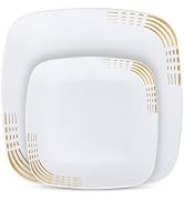 R-kay Gold Plastic Plates For Party - 40 Pack - 20 Square Plastic Plates 10.25 Inch And 20 Small ...