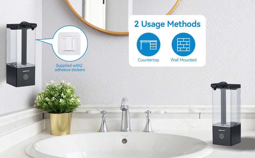 Automatic Soap Dispenser Touchless, Soap Dispenser Bathroom, Large Transparent Reservoir