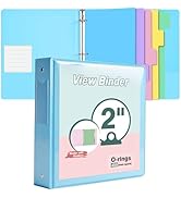 3 Ring Binder 2 inch,Cute Binder Organizer with 5 Tab Dividers Fits 175 Sheets of 8.5x11 Paper, C...