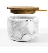 RAETTER.LY Salt and Pepper Bowl, Marble Salt Cellar and Spices Storage Container With Built-in Sp...