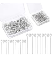 Kogyxe 200 Pcs Corsage Pins, Boutonniere Pins, 2 Styles White Pearl Pins, White Straight Head Pin...