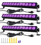 NEWREACH 40 LED Black Light 3 Pack, Upgraded 36W LED Black Light Bar for Glow Party, Blacklights ...