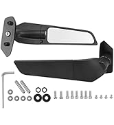 Qiilu Motorcycle Wing Mirror, 2PCS Motorcycle Rearview Mirrors Wind Wing Adjustable Rotating Side...