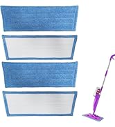 4 Pack Mop Pads Compatible with Rejuvenate Click N Clean Spray Mop Reusable Microfiber Pads Repla...